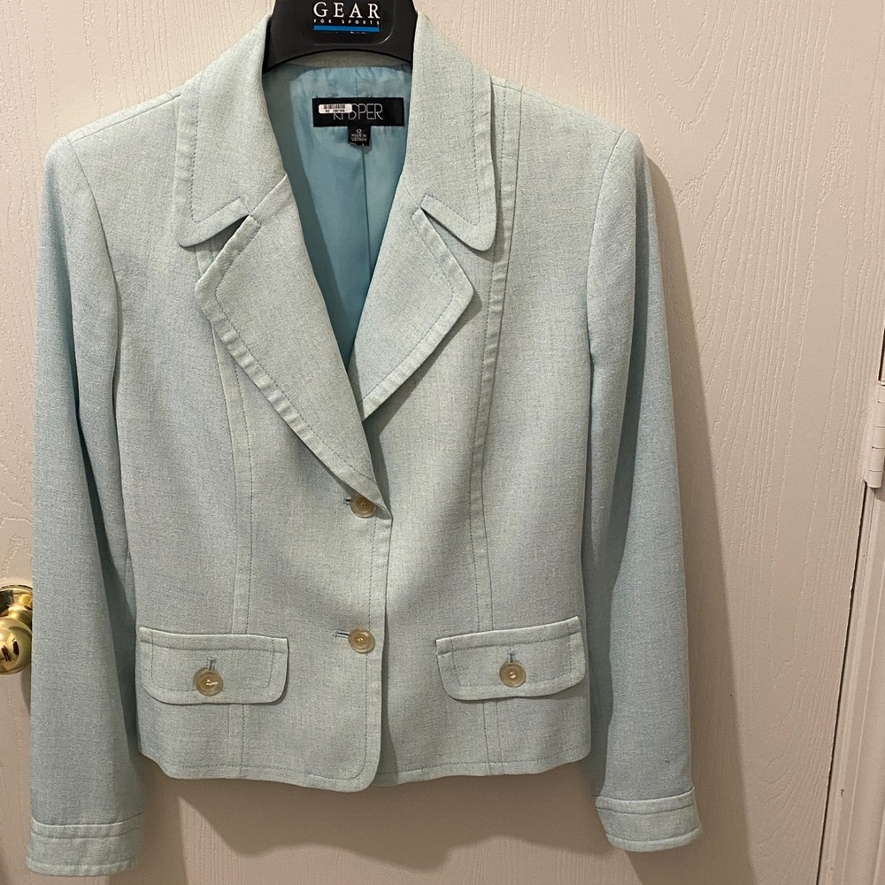 Kasper Women's Soft Blue / Green Lined Blazer Size 12